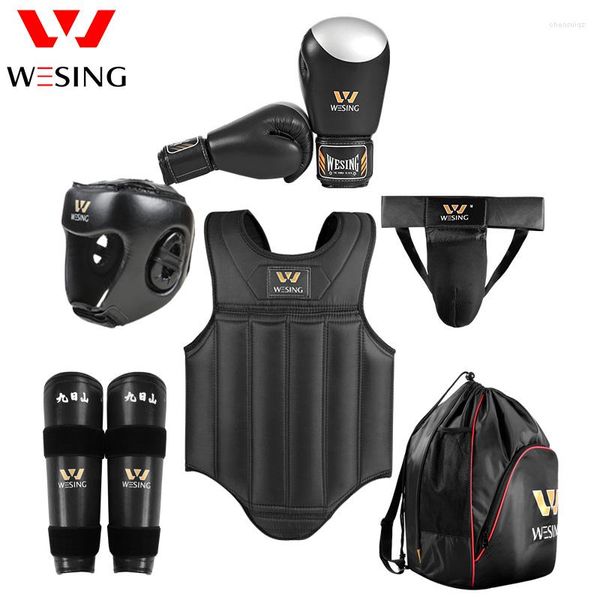 Soporte de cintura Wesing Wushu Sanda Kickboxing Protection 6 piezas Set Gear Boxing Sand Chest Head Protective