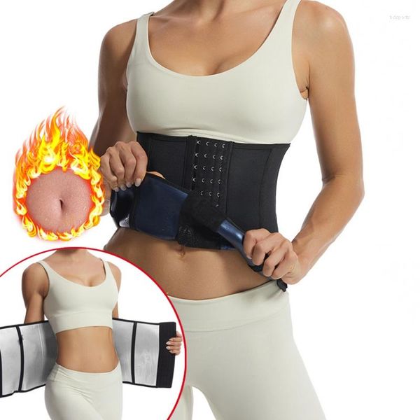 Soporte de cintura Mujeres Sauna Trimmer Wrap Entrenamiento Deporte Banda para el sudor Entrenador abdominal Pérdida de peso Body Shaper Control de barriga Cinturón adelgazante