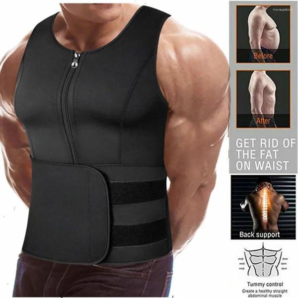 Support de taille yfashion Men Sports Body Trainer Shaper Double side-zipper Perte de poids Suisse de sauna Sline Shapewear