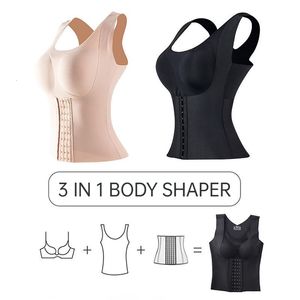 Taille Tummy Shaper 3 In 1 trainer Body Women Posture Corrector Push Up Bra Slimming Underwear Plus Size Control Tank Top Corset 230821