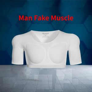 Taille Tummy Shaper 3D Faux Muscle T-Shirt Homme Cosplay Bras Poitrine Sous-Vêtements Partie Body Shaper Invisible Abdominal Pad Corset Top Undershirts 231021