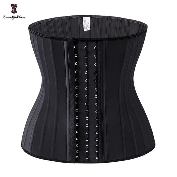 Cintura Tummy Shaper Black Cream 3 Hook And Eye 25 Steel Booned Latex Entrenador de cintura Fajas Faja Fajas Cintura Tallas grandes Ropa interior Corselet