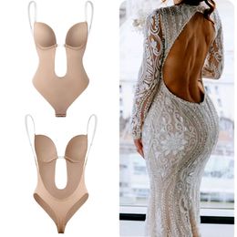 Taille Tummy Shaper Body Shapewear Diepe V Full Body Shaper Backless U Plunge String Taille Trainer Dames Jurk Ondergoed Bh Push-up korset 230824