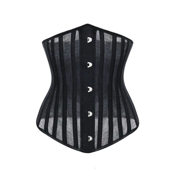 Taille Tummy Shaper BurVogue Sexy femmes Corset gaine amincissante minceur femme ventre plat formateur 24 ceintures en maille collée en acier 231013