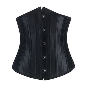 Taille Tummy Shaper Burvogue Woman Cincher Corelet Body Sexy Control Underbust Corsets Bustiers Satin 26 Steel Bones Corset 2308017