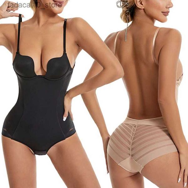 Cintura Tummy Shaper BurVogue Mujeres Shapewear Sin espalda Body Bra Shaper Para mujer Deep U Low Back Tanga Body Cintura Corsé Q240110