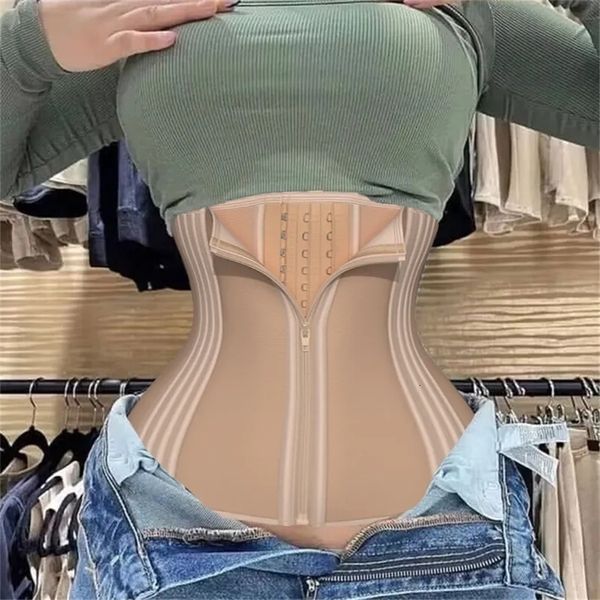 Taille Tummy Shaper Colombiana Fajas Corset Côtelé Boucle Fermeture Éclair Façonnant 29 Os En Acier Entraîneur Latex Réducteur et Ceintures pour Femmes 231102