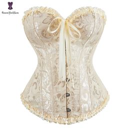 Taille buik Shaper Corset Lace Up Bustier Plus Size Korsett For Women Jacquard Floral Gothic Gorset Sexy bonende Korse Busk Solid Korset Outfit 220921