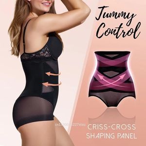 Taille Tummy Shaper Cross Compressie Abs Vormgeven Broek Nonmarking Afslanken Lichaam Vrouwen Hoge Slipje Knickers Controle Corset Gordel 230904