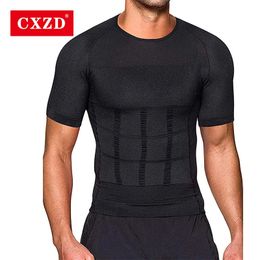 Taille Tummy Shaper CXZD Mannen Compressie Naadloze Afslanken Vest Taille Trainer Tank Top Controle Tummy Verbergen Man Borst Vet Shirt 231021