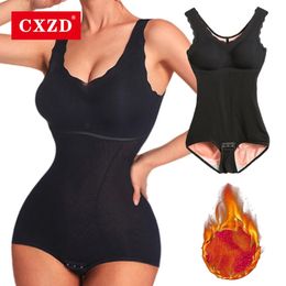 Taille Tummy Shaper CXZD minceur vêtements ajustés pour femmes allinone corps façonnage hiver velours corset sous-vêtements contrôle abdominal 231117
