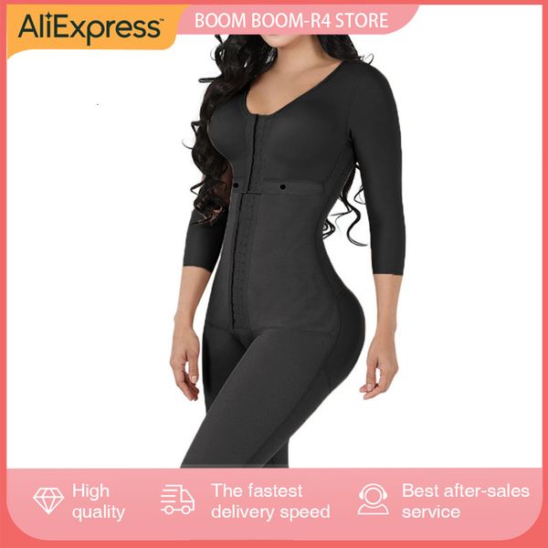 Taille Tummy Shaper Fajas Colombianas femmes corps Shaper soutien du sein côté manches longues contrôle du ventre Long Body Shapewear taille formateur 230824