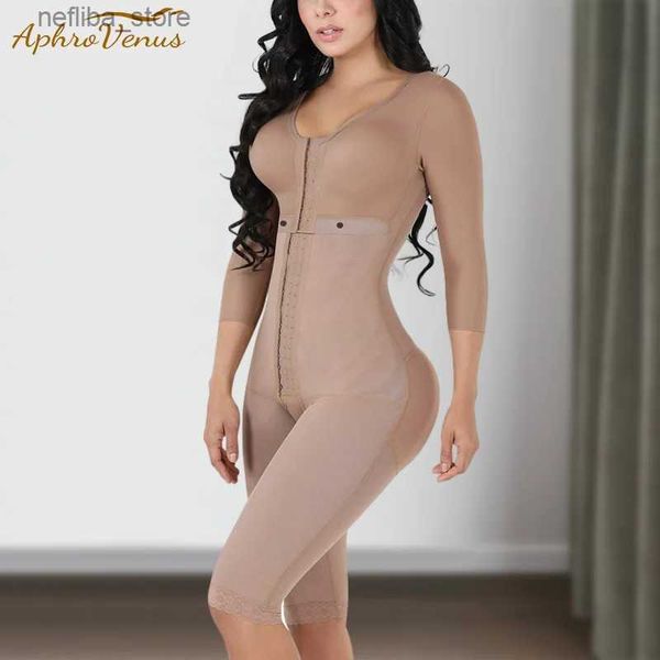 Fajas de tamis de taille Reductoras Y Modeladoras Mujer Long Body Shaper avec cuirs et manches Contrôle du ventre Shapewear L2447