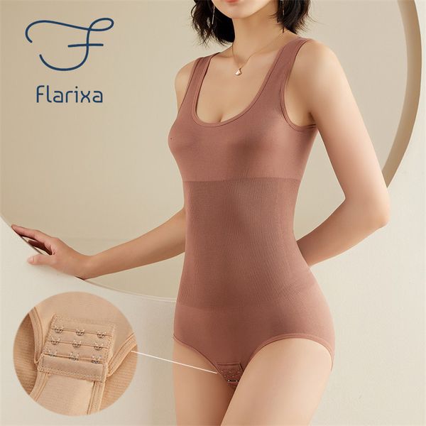 Taille Ventre Shaper Flarixa Grand OnePiece Body Trainer Femmes Sans Couture Abdomen Pantalon Entrejambe Bouton Perte De Poids Soutien-Gorge 230330