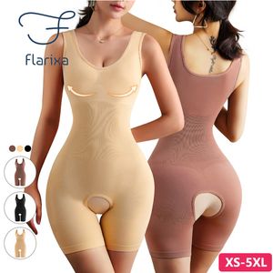 Taille Ventre Shaper Flarixa Plus Size Butt Lifter Body Shaper Body Femme Ouvert Entrejambe Contrôle Du Ventre Shapewear Sans Couture Sous-Vêtements Amincissants 5XL 230327