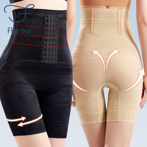 Taille Ventre Shaper Flarixa Plus Taille Femmes Taille Haute Quatre Rangées Sous-Vêtements De Contrôle Abdominal Taille Formateur Forme Du Corps Perte De Poids Abdominal Ceinture Post-partum 230406