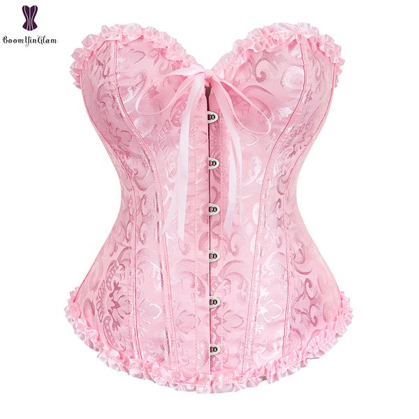 Cintura Tummy Shaper Verde Albaricoque Rojo Rosa Steampunk Korset Mujeres Lencería Danza Trajes Floral Encaje Deshuesado Corsés y Bustiers # 810 230828