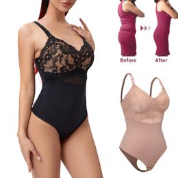 Taille ventre Shaper dentelle tongs Body Shapewear femmes sans couture corps complet Shaper taille mince ventre contrôle sous-vêtements ventre plat lisse Corset Nude 230516