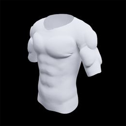 Cintura Tummy Shaper Hombres ABS Almohadillas invisibles Shaper Falso Músculo Pecho Tops Protección suave Esponja potenciadores Undershirt 230607