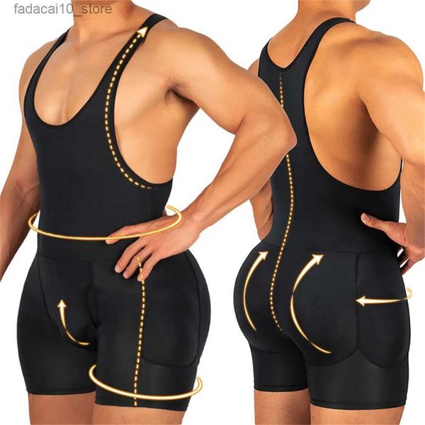 Taille Tummy Shaper Hommes Shapers Body Shaping Faux Cul Fesses Enhancers Boxer Briefs Hip Pads Butt Lifter Sous-Vêtements Shapewear Body Pour Hommes Q240110