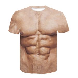 Taille Tummy Shaper Heren T-shirt Zomer Grappig Lichaam Six-pack buikspier T-shirt Camisetas Hombre 3D Print Nep Fitness Shirt met korte mouwen Streetwear 230607