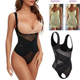 Taille ventre Shaper maille tongs Body Shapewear femmes sans couture corps complet Shaper taille mince contrôle du ventre sous-vêtements ventre plat sous le buste Corset 230818