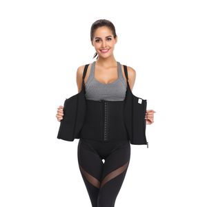 Taille Ventre Shapewear Néoprène Minceur Corset Cincher 6 Os En Acier Body Shapers Fitness Sauna Ceinture De Sueur Fermeture À Glissière + Crochet Double Contrôle DHL Gratuit