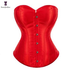 Taille buik shaper overbust korset satijn zwart wit paars roodblauw bruin roze bustier top veter corselet body 2308017