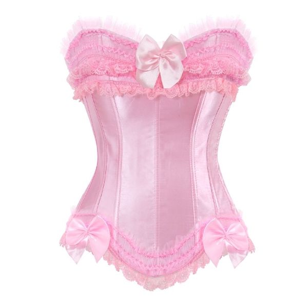 Taille Tummy Shaper Sexy Satin Dentelle Overlay Corset Bustier Overbust Burlesque Corselet Top Bodyshaper Lingerie Showgirl Party Costume Plus Taille 220921