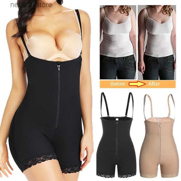 Cintura con la abdominación de fragua de la barriga para mujeres Control de la barriga fajas colombianas con cremallera con cremallera abierta bodysuit corsé L2447