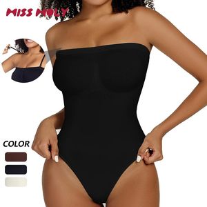 Taille Tummy Shaper Strapless bodysuit Dames Off-shoulder Bustier Tube Top Thongs Shapewear Controle Body Corset Skinny ondergoed 231117