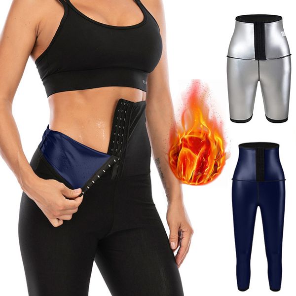 Cintura Tummy Shaper Pantalones de chándal Efecto Sauna Adelgazamiento Fajas Mujeres Hebilla Levantador de cadera Pantalones cortos ajustados Fitness Gimnasio Body Leggings 230821