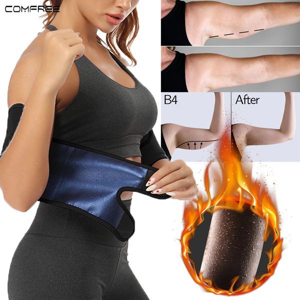 Cintura Tummy Shaper Mujeres Brazo Sauna Cinturón Recortadores Bandas para el sudor Térmica Quema de grasa Fajas Pérdida de peso Compresión Envolturas corporales Brazo adelgazante Shaper 230824