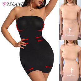 Cintura Tummy Shaper Mujeres Shapewear Strapless Full Slips para debajo de los vestidos Tummy Control Slips Faldas adelgazantes Full Body Shaper Ropa interior sin costuras 230411