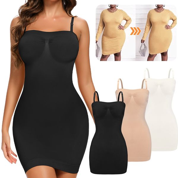 Taille Tummy Shaper Femmes Shapewear Bustier Tube Slip Robe Mini Robes Moulantes pour Débardeurs Sans Couture Top Sous-Vêtements Amincissants Corsets 230821