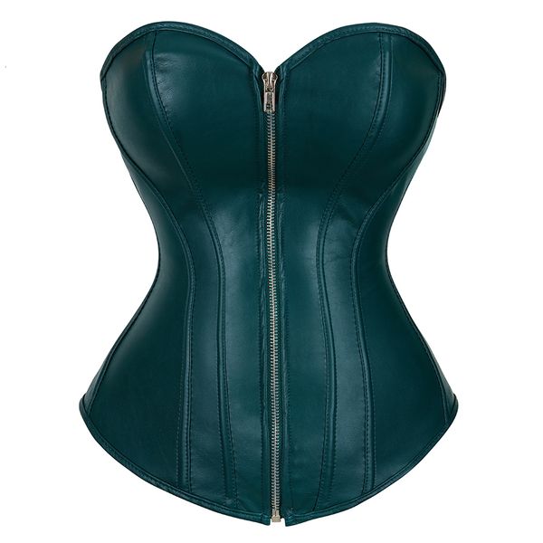 Taim Tamim Shaper Femmes Steampunk Faux Corsets en cuir Gothic Zipper Front Corset Bustiers Sexy Lingerie Top Body Plus taille S6xl Green Red 2308017
