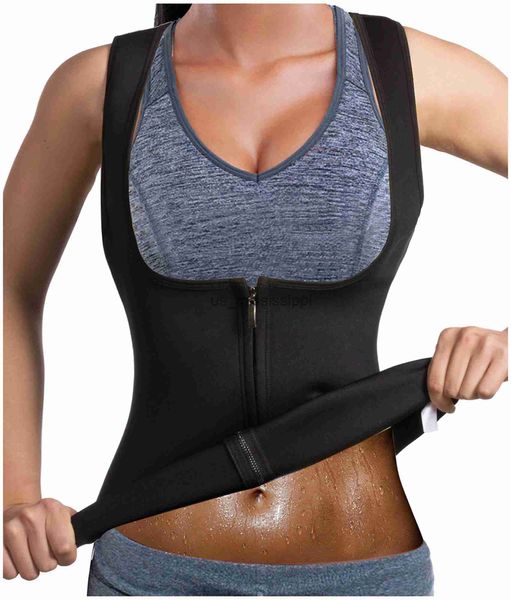 Cintura Tummy Shaper Mujeres Cintura Trainer Chaleco Slim Corset Neopreno Sauna Tank Top Cremallera Pérdida de peso Body Shaper Shirt x0902