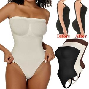 Taille buik Shaper dames bodysuits sexy strapless shapewear string taille trainer kont lifter corset slanke compressie buikregeling body shaper Q240525