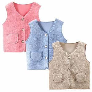 Waistcoat 0-6Y Autumn Winter Kid Vest Fur Girl Boy Baby Waistcoat Kids Jackets Kinderkleding Sneeuw Outfit Mouwloos vest Poddler Wool 220927