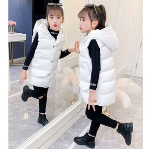 Gilet automne printemps enfants mi-longueur sans manches veste à capuche enfants décontracté gilet à capuche filles garçons épais chaud long gilet vêtements d'extérieur 220927