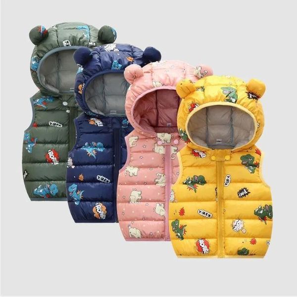 Gilet automne hiver bébé gilet à capuche dessin animé dinosaure enfant en bas âge garçon fille taille enfant veste sans manches enfants gilet 05Y 201106