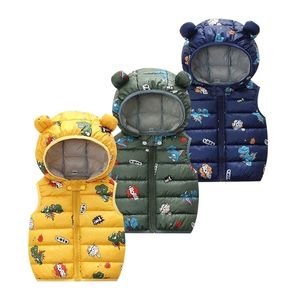 Gilet Automne Hiver Enfant Gilet Filles Garçons Vers Le Bas Gilet Sans Manches Enfants Imprimé À Capuche Veste Survêtement Infantile Bébé Vêtements 220927