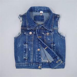 Gilet bébé garçons denim gilet enfants vêtements printemps automne bébé jeans veste sans manches vêtements d'extérieur tout-petits hauts vêtements pour enfants bleu 220905