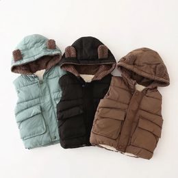 Gilet bébé vêtements garçons filles solide gilet à capuche manteau pour 12 mois à 4 ans enfants hiver enfants vestes chaudes gilets Costume de noël 231118