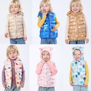 Waistcoat Baby Toddler Winter Down Vest Leuke oorkap Kap Knuppelvest Cartoon Lichtgewicht Waastcoat Jacket voor Kid Girls Boys 6m-6y 220905