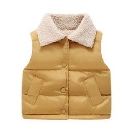 Gilet enfant gilet hiver garçon fille épaissi chaud décontracté col carré agneau polaire sans manches veste 2 10 ans mode enfants vêtements 231007