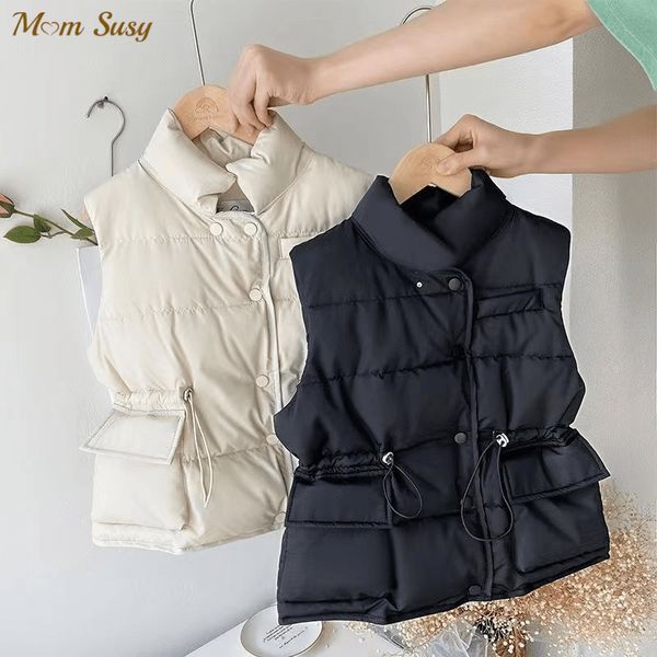 Gilet fashion bébé fille garçon épais veste manteau sans manches printemps automne d'hiver coton veste rembourrée des vêtements d'enfants chauds 2 14y 230626