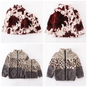 Gilet Girlymax automne/hiver tenues à manches longues bébé filles manteau à glissière vache léopard polaire vêtements enfants Top Boutique enfants vêtements 221109