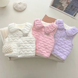 Gilet Enfant Filles Princesse Hiver Gilet Bébé Coton Rembourré Chaud Épaissir Gilet pour Écolier 1-6Y Léger Corail Polaire Vêtements D'extérieur 231016