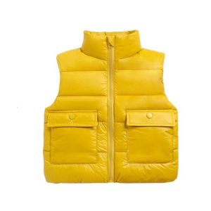 Waistcoat Kids herfst jongensmeisjes down vest Children baby pocket bovenkleding dikke warme jassen buitenshuis sportkleding 28 jaar 230311